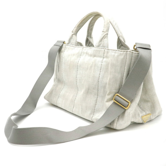Prada Handbags - Prada Bianco Crossbody Canapa Gray 2WAY Shoulder Bag Denim